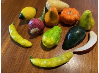 Vintage Hand Made Paper Mache Fruits And Vegetables