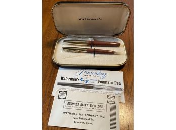 Vintage Waterman's Pen And Pencil Set In Case