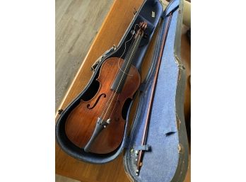 Vintage Antique Violin And Case Parts Or Repair