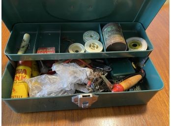 Vintage Green Union Utility Chest With Fishing Items