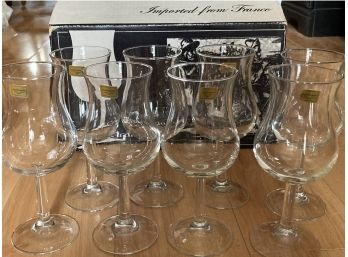 Set Of 8 Clear Glass Wine Goblets Glasses