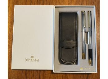 Vintage Boxed Diplomet Chrome Pen Gift Set Made In Germany