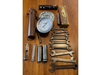 Vintage Box Lot Of Wrenches And Other Tools
