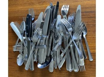Lot Miscellaneous Of Stainless Flatware Forks,Knives And Spoons