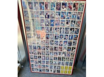 Vintage Large Framed Sheet Of Baseball Trading Cards (one Of Two)