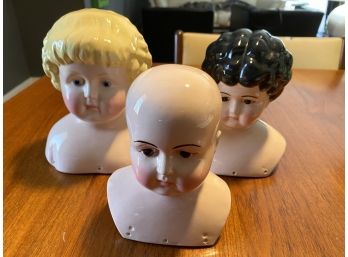 Vintage Hand Painted Ceramic Doll Heads
