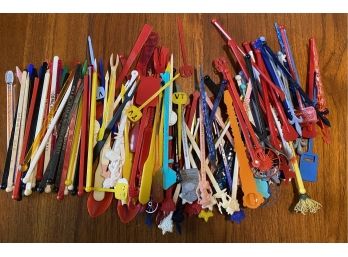 Vintage Lot Of Plastic Swizzle Sticks Advertising Items