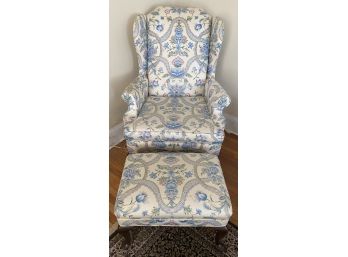 Upholstered Wing Chair With Ottoman