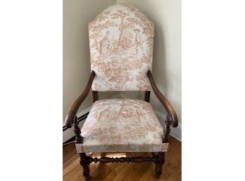 Arm Chair Upholstered In Toile Fabric