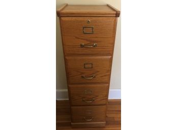 Contemporary Four Drawer Oak File Cabinet