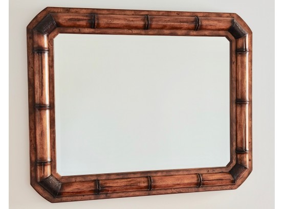Large Hall Mirror - Bamboo Style With Beveled Glass