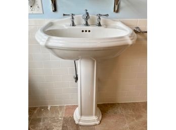 White Kohler Pedestal Sink & Faucets