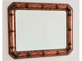 Large Hall Mirror - Bamboo Style With Beveled Glass