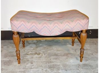 Vintage Tufted And Upholstered Small Bench