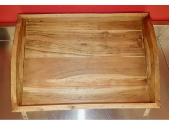 Rectangular Wooden Serving Tray With Stainless Corners