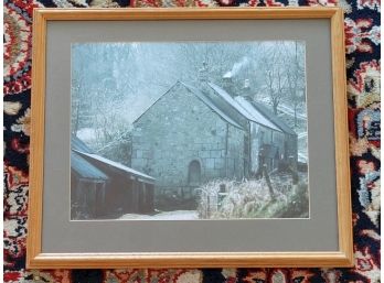 English Framed Photo Lower West Coombe Farmhouse, Signed