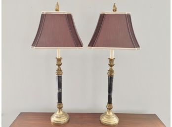 The Bradburn Gallery Marble And Brass Table Lamps (2)