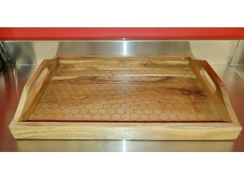 Rectangular Wooden Serving Tray, Honeycomb Pattern