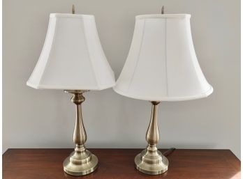 Pair Of Antiqued Brass Table Lamps (2)