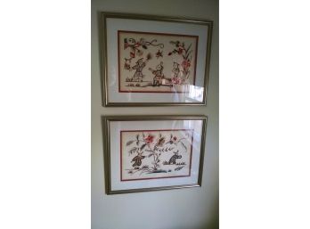 2 Pictures - 16'x18' - Gold Frames - Asian Inspired