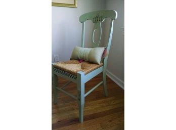 Hand Painted Wood Chair - Wicker Seat, Country Flare W/pillow