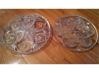 Lot Of 2 Glass Cake Plates