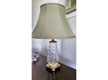Glass Lamp With Brass Base - 22'H