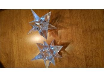 Glass Candle Holders - Star Shaped Pair