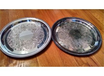 Lot Of 2 Sterling Silver Round Trays