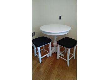 Kitchen Table  Set - Table W/2 Stools - Solid Wood - 36' Diameter
