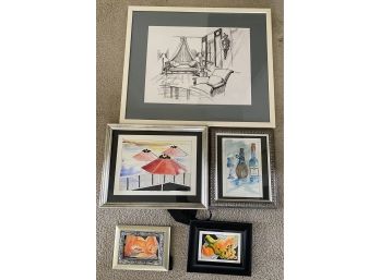 Five Ink And Watercolor Drawings