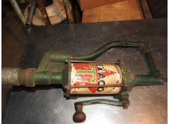 Old Texaco Oil Metal Pump With Wooden Handle