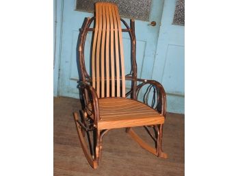 Custom Wooden Adirondack High Back Rocking Chair