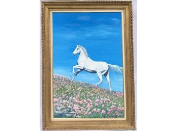 Beautiful Acrylic Painting On Canvas Of Horse Signed By Eugene McCrave