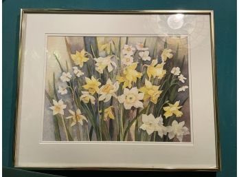 Framed Daffodils Watercolor Mary Lou DeMar