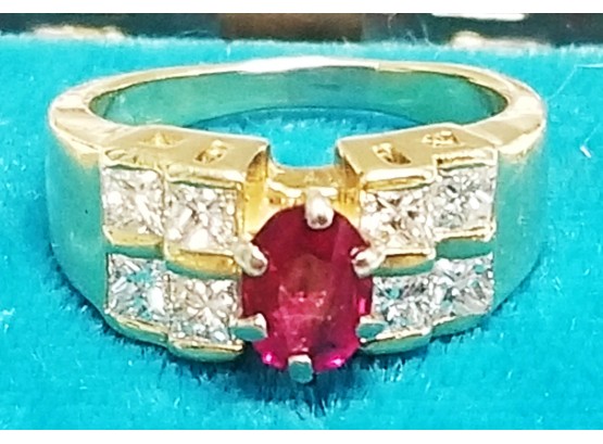 14kt Gold Diamond (tested) Ring - 8.5 Grams Total Weight.  Approx Size Is 7 1/2.