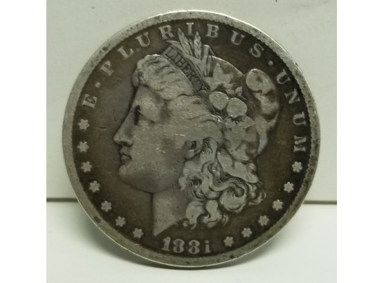 1881s Morgan Silver Dollar.  Circulated/Used Condition.