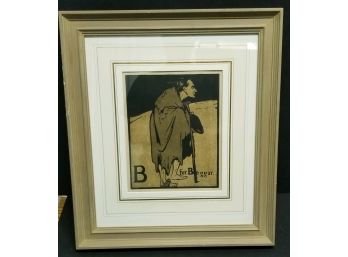 William Nicholson Circa 1898 Lithograph - B For Beggar.  Overall Size Is 19 5/8' X 17 3/8'.  Listed Artist.