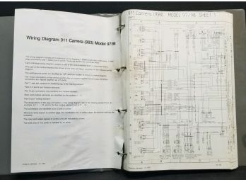 Porsche Wiring Diagram Binder For 911 Carrera & Turbo (993) 97/98, Boxster Model 98.  Numerous Folding Pages