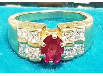 14kt Gold Diamond (tested) Ring - 8.5 Grams Total Weight.  Approx Size Is 7 1/2.