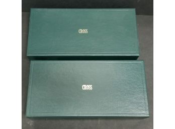 2 Cross Pen Pencil Desk Sets - 1/20 10kt Gold Filled Pencils & Pens.  Both Look To Be Unused/like New.