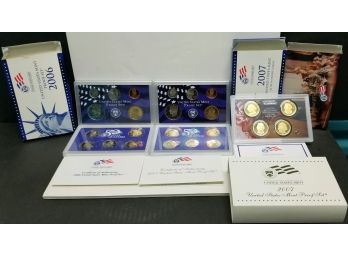 Two US Mint Proof Sets - 2006 & 2007.  Total Of 24 Coins.