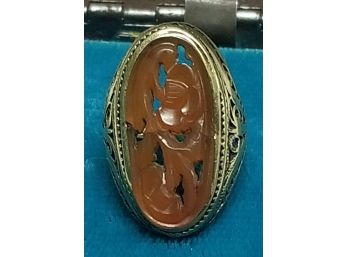 14kt Gold & Carved Carnelian Ring.  Total Ring Weight Is 4.7 Grams.  Apprx Size Is 3