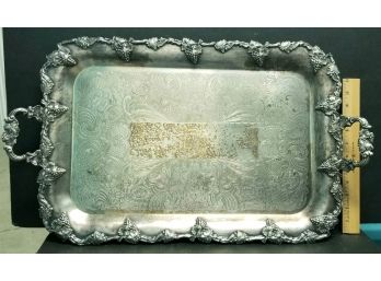Large Swedish Silverplate Tray 26' Long Counting Handles. Tray Is 18'l X 15' Wide & 1' High.  Weighs  7lb 2oz