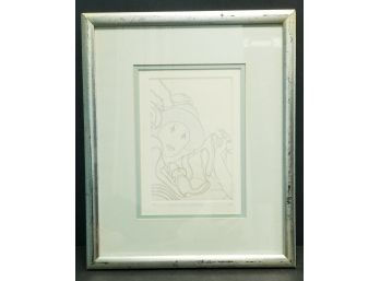 June Lee Etching Signed & Dated 1976 - Munson Gallery Label  Overall Size Is 15' X 12 1/2'.  Image 7 1/4' X 5'