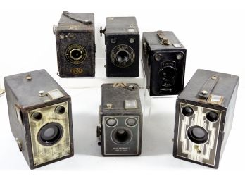 6 Antique/Vintage Box Cameras Including:  3 Brownies, 2 Ensigns & 1 Certo Camera  Art Deco Era