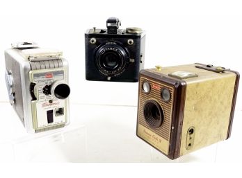 Vintage Lot Of 3 Kodak Brownie Cameras - 2 Film & 1 Movie