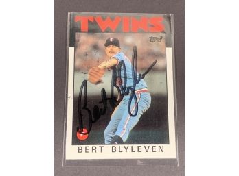 Vintage Baseball Card 1986 Bert Blyleven Autographed