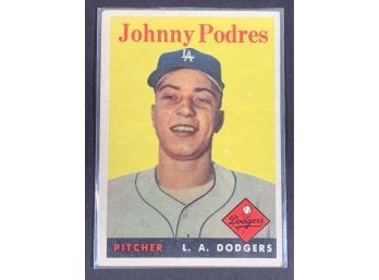 Vintage Baseball Card 1958 Topps Johnny Podres