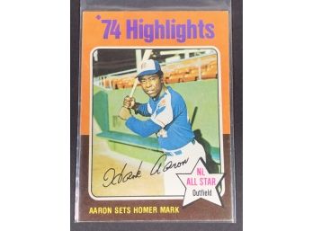 Vintage Baseball Card 1975 Topps 1974 Highlights Hank Aaron